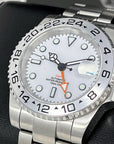 Custom Explorer II Watch | 4 Hand GMT | Polar White 40mm | Stainless Steel Sports Watch | White Dial | with Seiko NH34 Automatic Movement