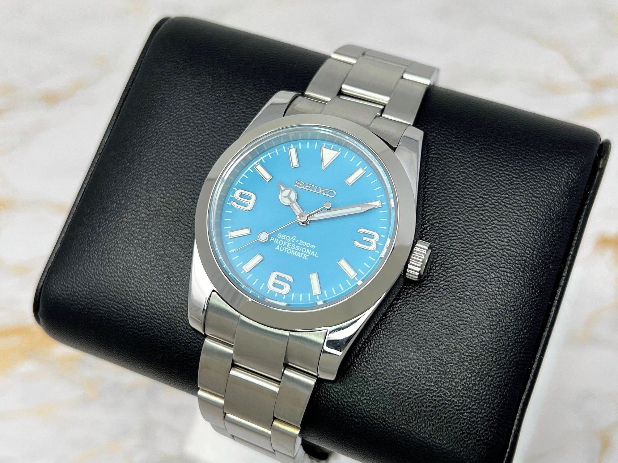Seiko Explorer 36mm - Rare Tiffany Sky Blue - Stainless Steel - Automatic Watch - Custom Build - Ready to Ship!