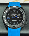Custom Stealth Blackout Yachtmaster | SKX007 | Men's Watch | Dive Watch | Blue Rubber | Seiko Mod | 100M | Custom Mod | Watch Mod | Diver