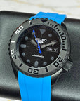 Custom Stealth Blackout Yachtmaster | SKX007 | Men's Watch | Dive Watch | Blue Rubber | Seiko Mod | 100M | Custom Mod | Watch Mod | Diver