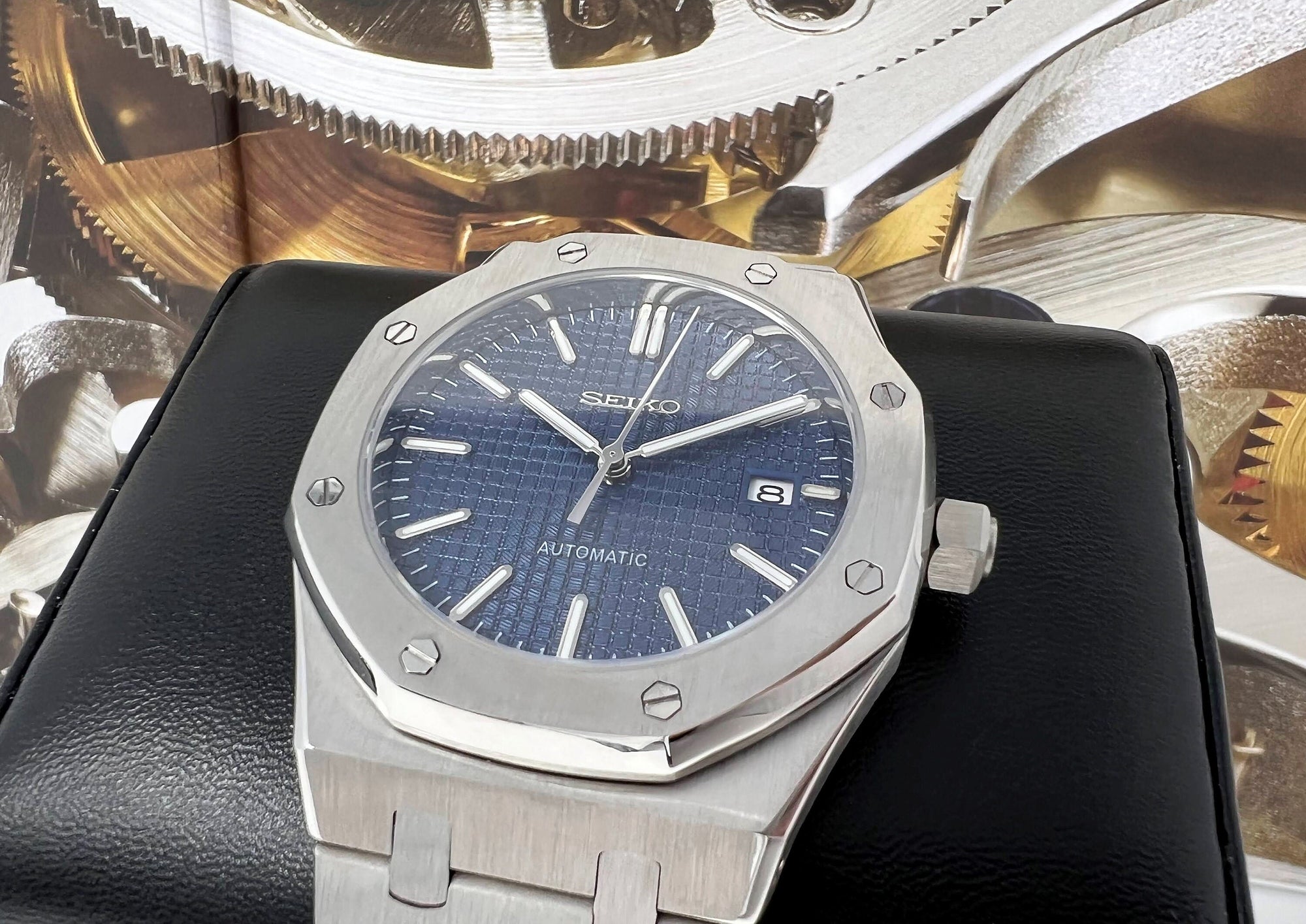 Seikoak 2023 - Modern Stainless Steel Sports Watch | Seiko Mod | Watch Mod | NH35 Automatic Movement | Luxury Dress Watch | Blue Dial