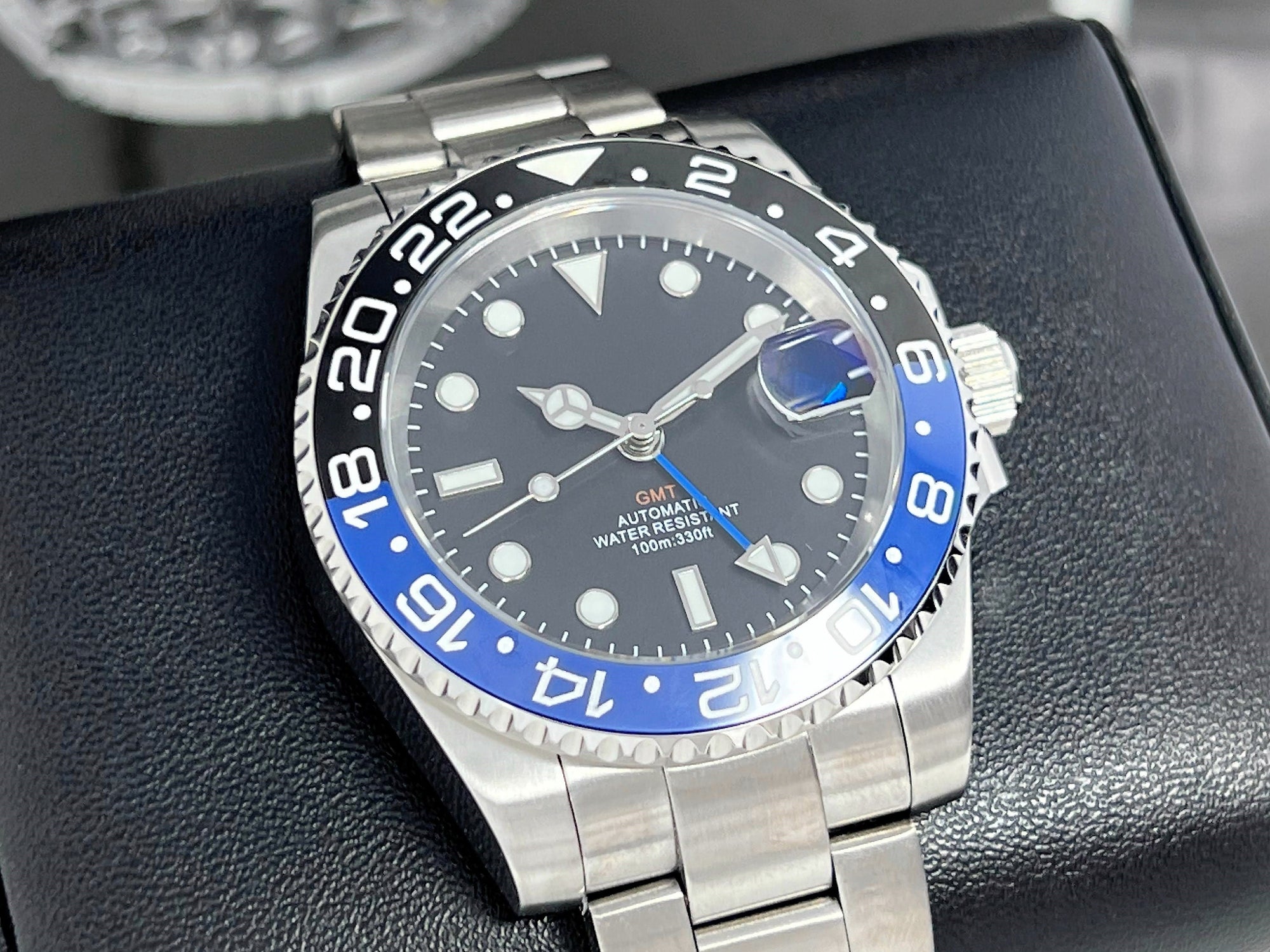 Custom Batman Watch | True GMT 4 Hand | Blue Wristwatch, 41mm, Seiko Mod, Stainless Steel, Watch Mod, Automatic Blank Watch, Mens Gift