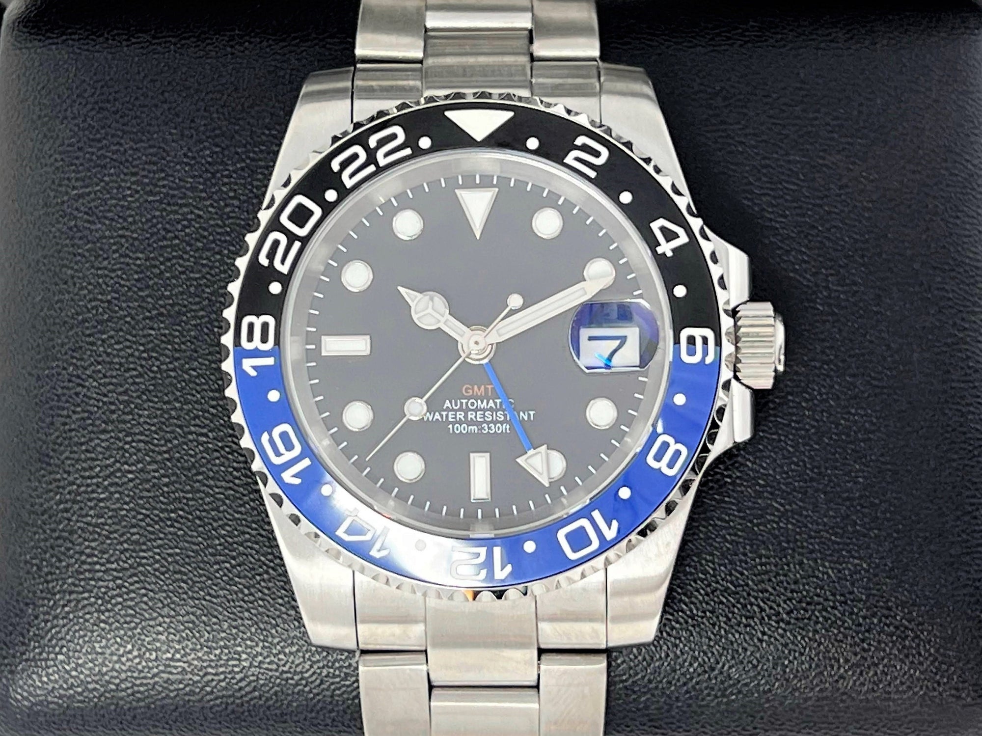 Custom Batman Watch | True GMT 4 Hand | Blue Wristwatch, 41mm, Seiko Mod, Stainless Steel, Watch Mod, Automatic Blank Watch, Mens Gift