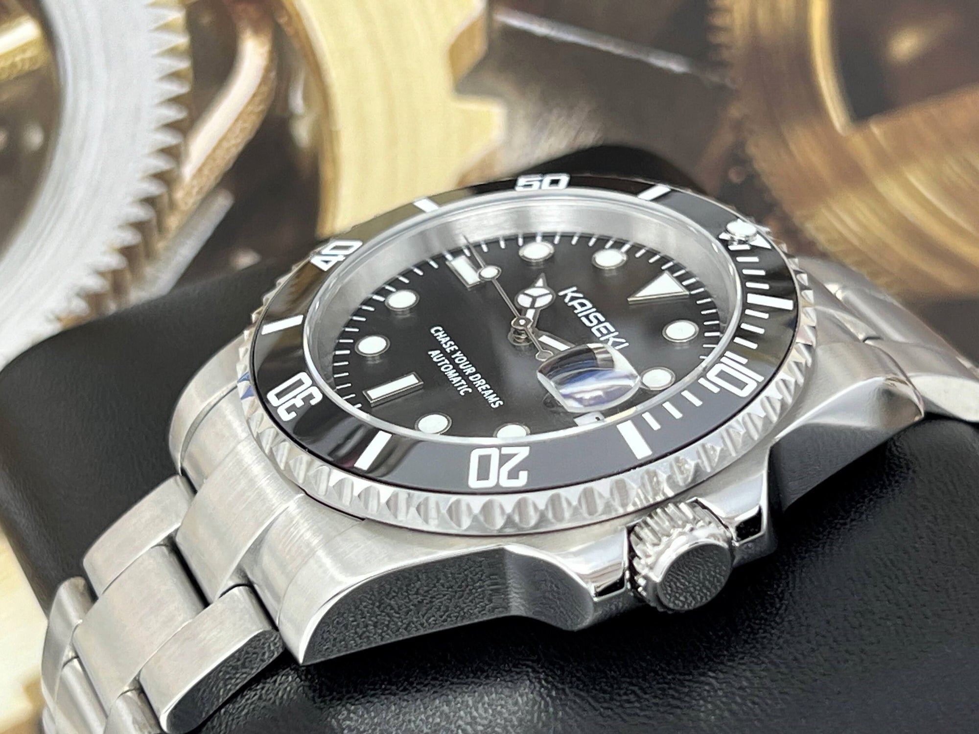 Kaiseki Luxury Submariner Watch | Black Sub Wristwatch | Sapphire, Oyster Bracelet, Ceramic, Seiko Mod, Watch Mod, Seiko NH35 Automatic 41mm