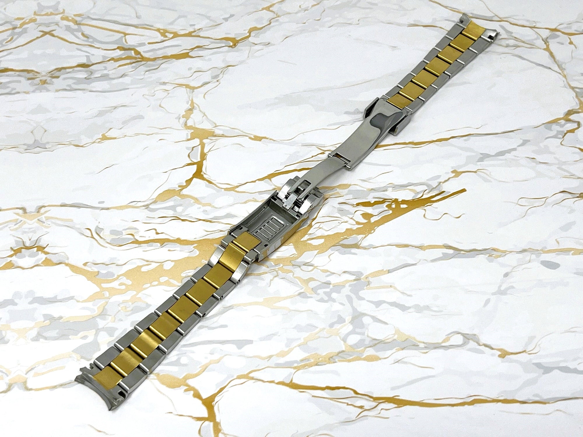 Yellow Gold and Two Tone Watch Strap | Stainless Steel | 20mm | Watch Band | Easy Glide | Quick Adjust Clasp | 904L | Watch Strap | Band