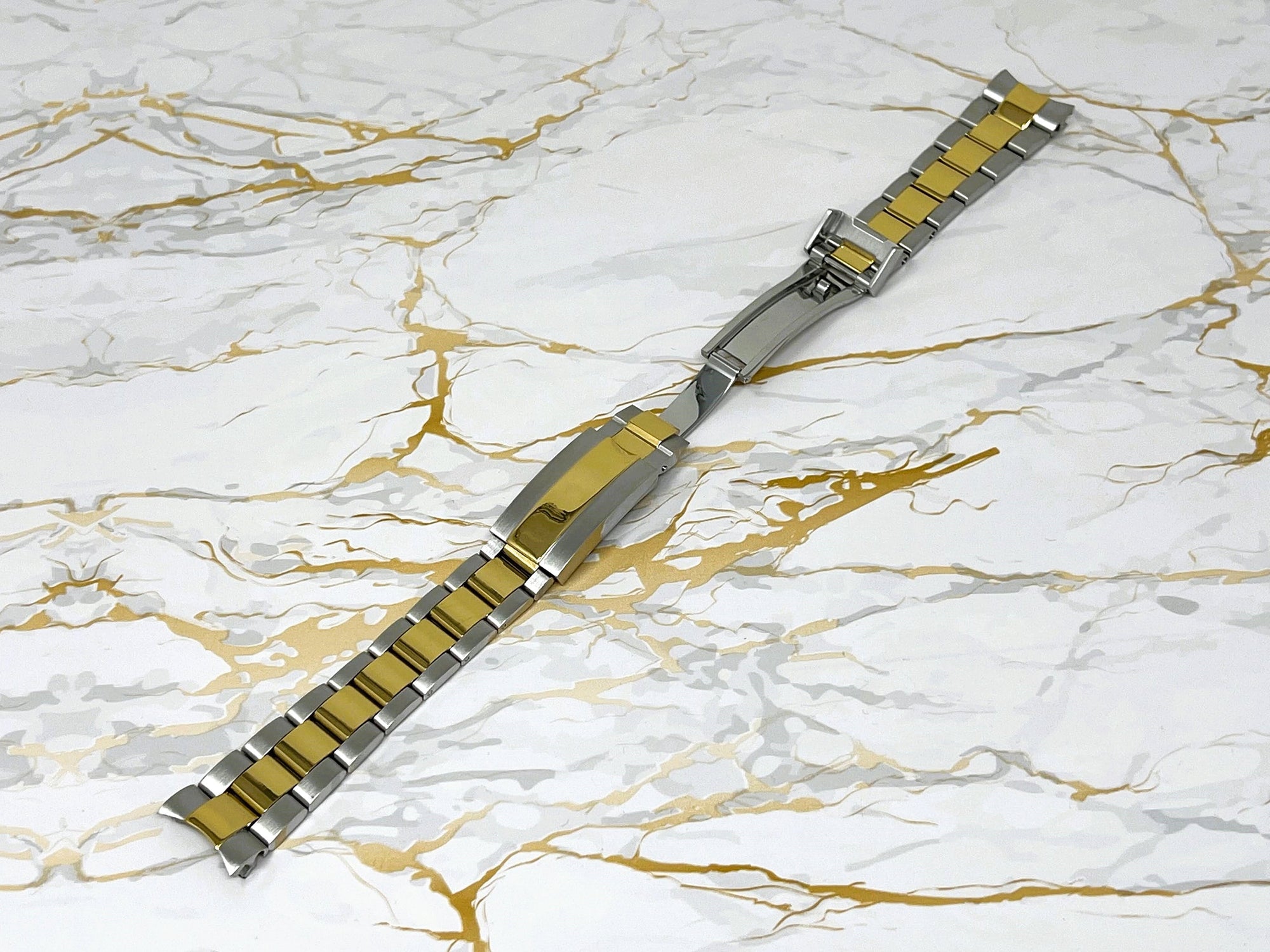 Yellow Gold and Two Tone Watch Strap | Stainless Steel | 20mm | Watch Band | Easy Glide | Quick Adjust Clasp | 904L | Watch Strap | Band