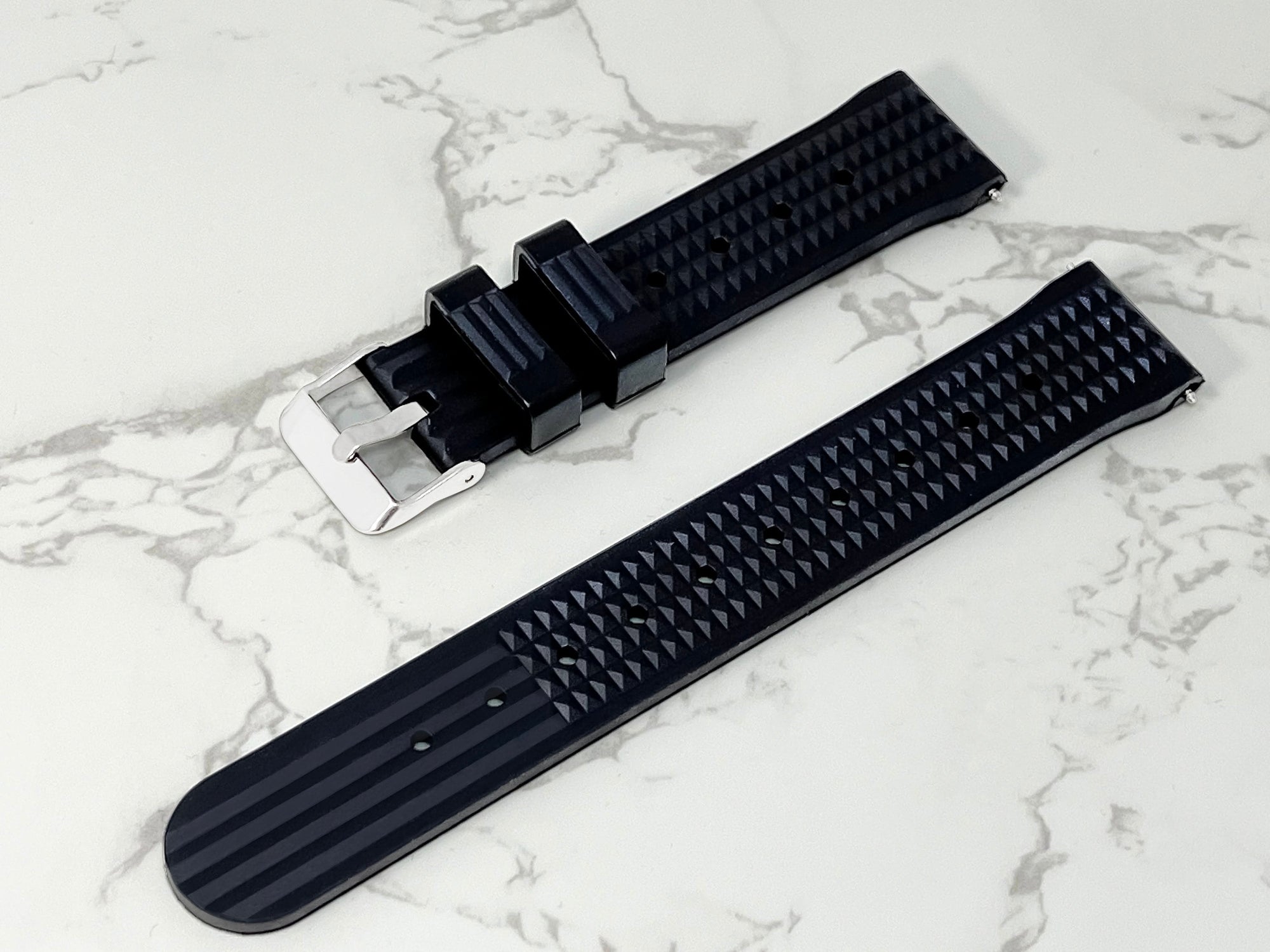 Luxury Waffle Dive Watch Strap | FKM Rubber | 20mm Lug, Dive Strap, Watch Band, Watch Strap, Tropical Rubber, Wristwatch, Mens Watch, Buckle