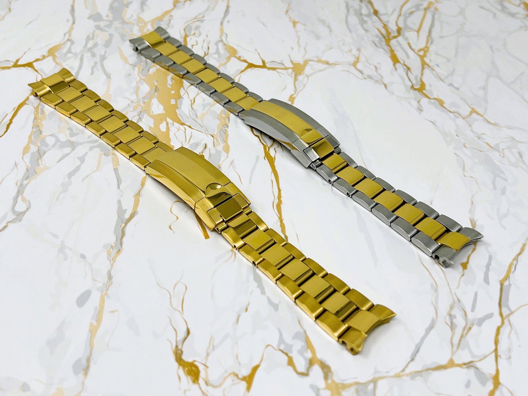 Yellow Gold and Two Tone Watch Strap | Stainless Steel | 20mm | Watch Band | Easy Glide | Quick Adjust Clasp | 904L | Watch Strap | Band